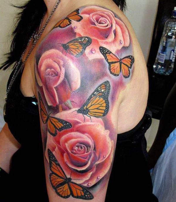 Butterfly tattoo for the shoulder gives the captive look in girls