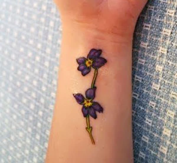 Cute Tattoo with purple love, ink design drawing makes a girl look attractive