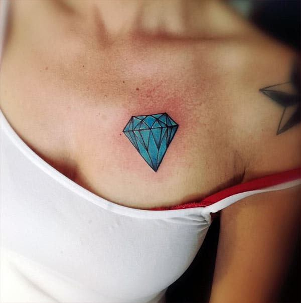 Diamond Tattoo on the upper chest brings the captivating look