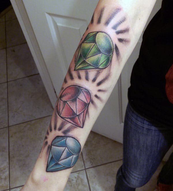 Diamond Tattoo on the lower arm brings the glamorous look