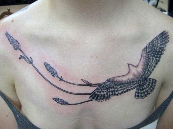 Eagle Tattoo on the upper chest makes a girl alluring