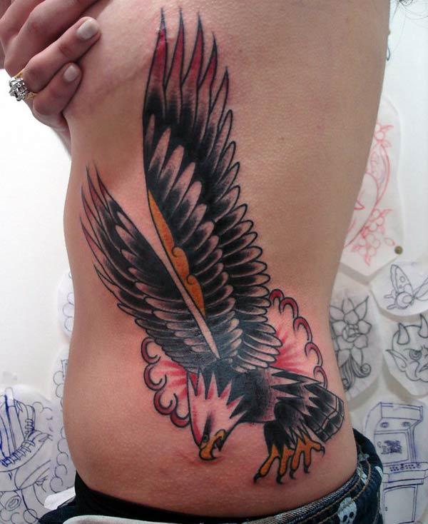 Eagle tattoo with a black ink design make them look mesmeric