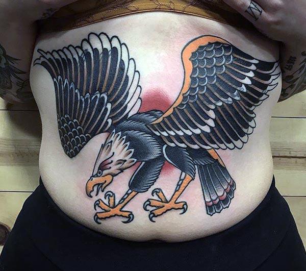 Eagle tattoo with a black ink design make them look pretty