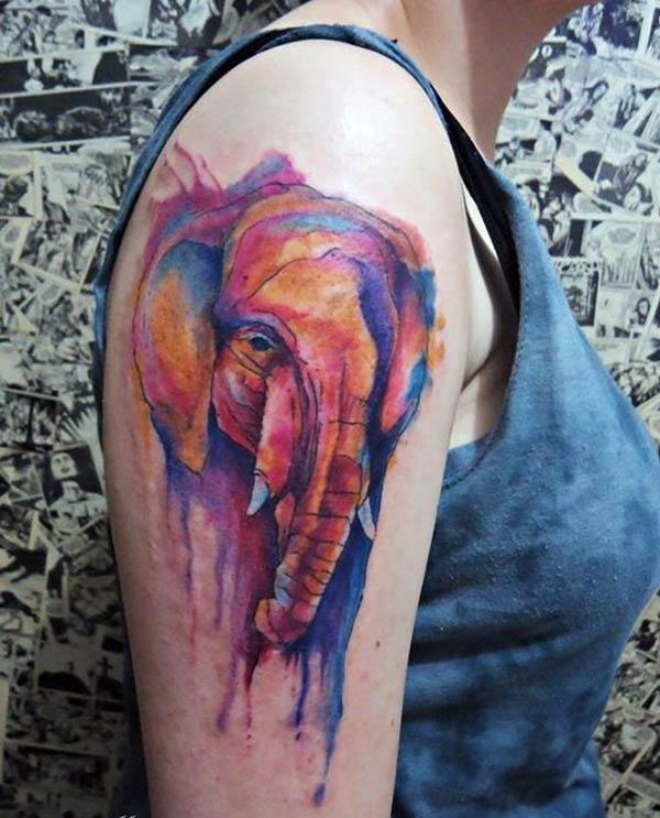 Elephant tattoo on the shoulder make them look comely