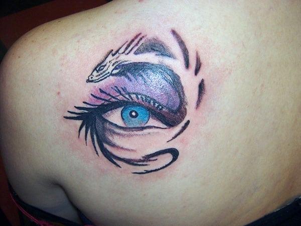 Eye tattoo for Women with colorful design ink; makes them look charming