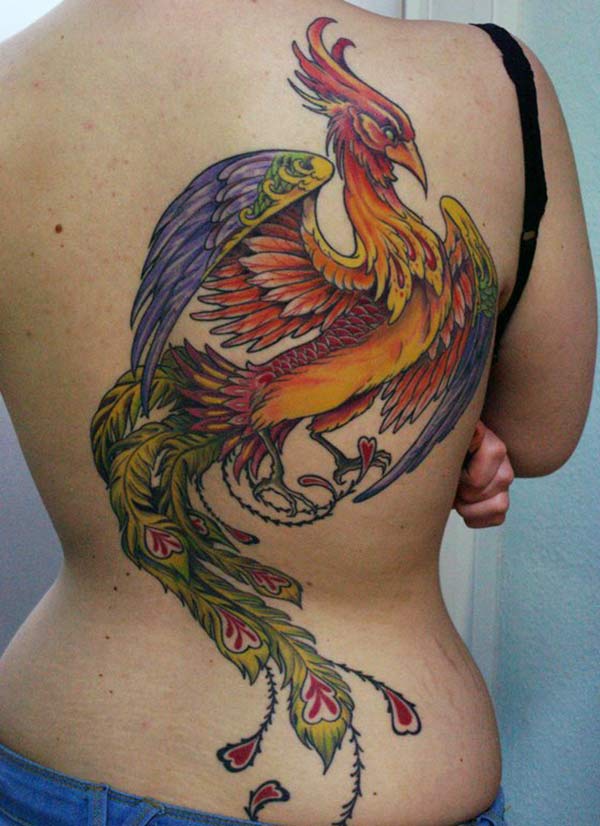 Phoenix tattoo on the side back brings the feminist look