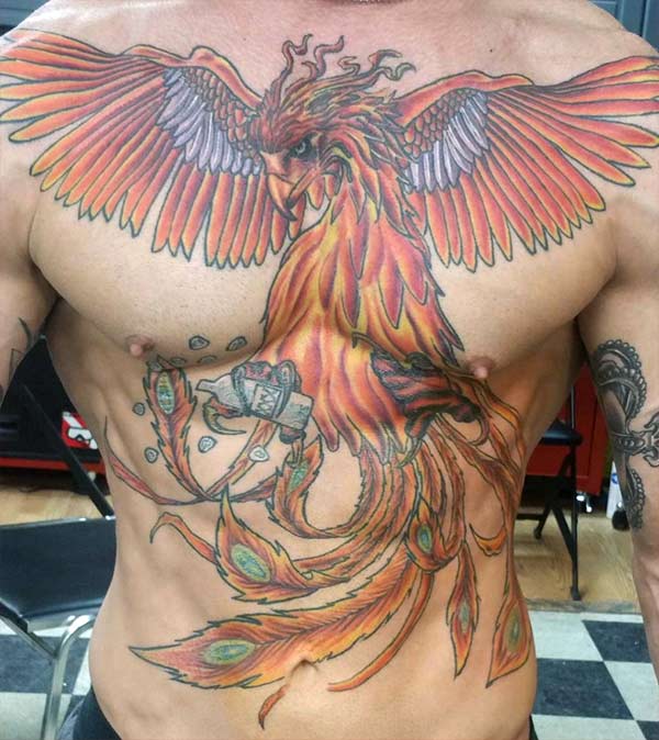 Phoenix tattoo on the chest make a man look cool
