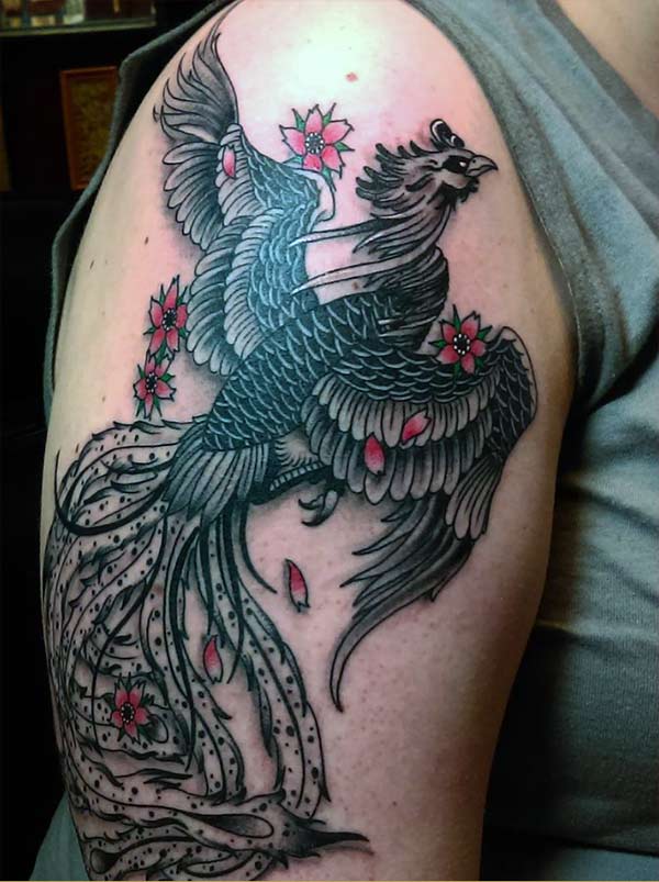 Phoenix tattoo for the shoulder gives the captive look in girls