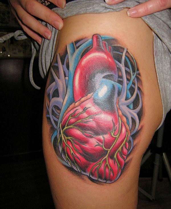 Heart Tattoo for the upper thigh brings their beautiful look.
