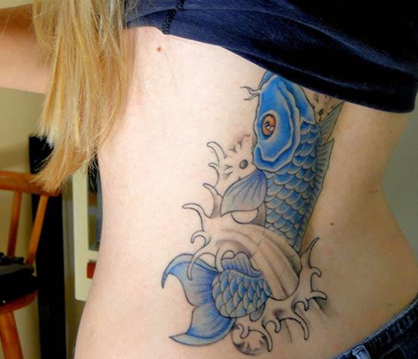 Koi Fish Tattoo for Women with blue ink design make them look lovely