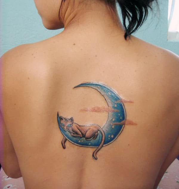 Moon tattoo on the back make a girl attractive and elegant