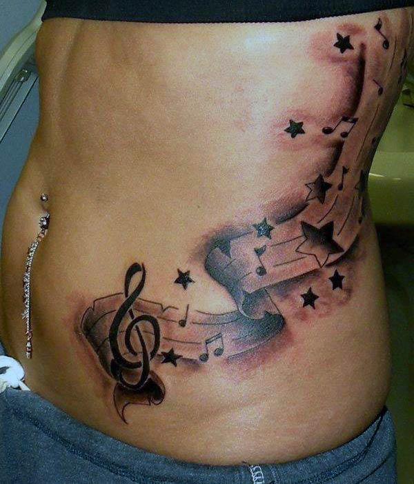 Music Tattoo for Women with a pink ink design make them look classy