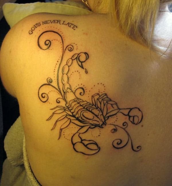 Scorpion Tattoo on the back shoulder makes women look attractive