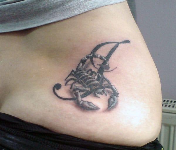Scorpion Tattoo with black ink design on their side belly will make the girls alluring