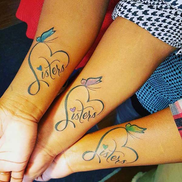 Sister Tattoo on the lower arm gives the girls an attractive look
