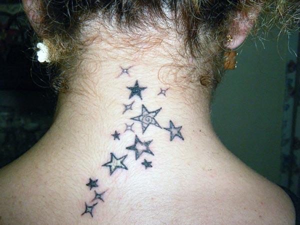 Star Tattoo on the back neck brings the astonishing look