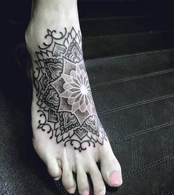 Brown girls will love the black flower ink design; foot tattoo this tattoo design make them look astonishing and lovely