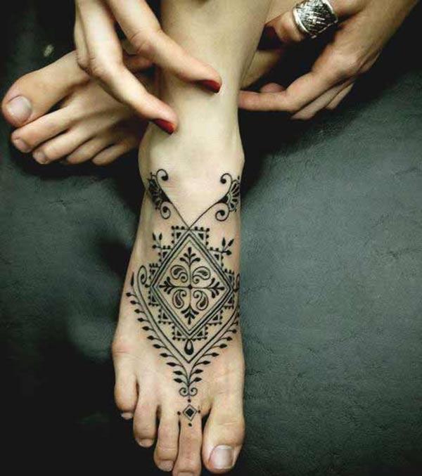 Foot Tattoo for girls with ink design brings their classy