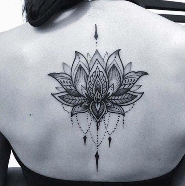 Lotus Flower tattoo on the back brings the captivating look