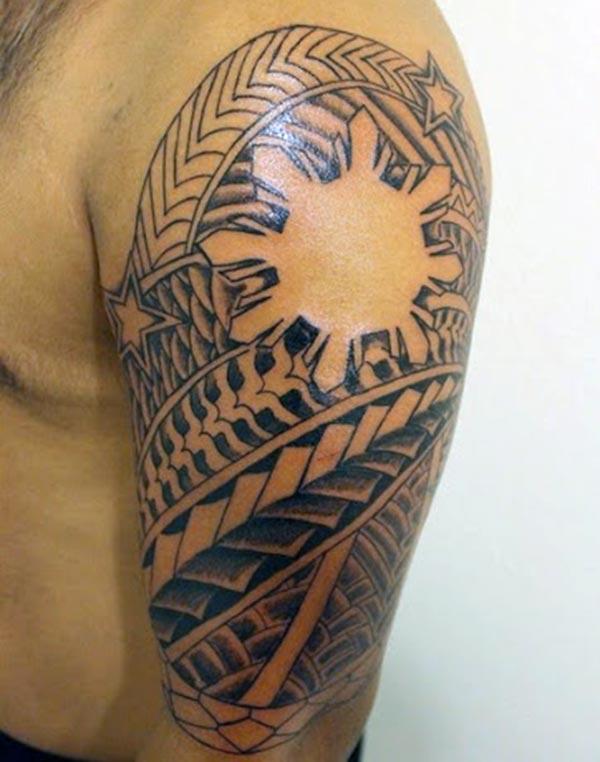 Tribal tattoo on the left arm make a man appear foxy