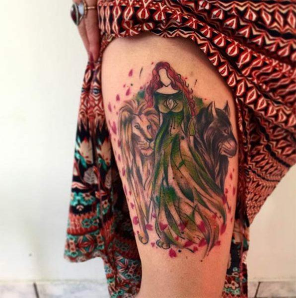 Thigh tattoos - Cool Watercolor thigh tattoos for women