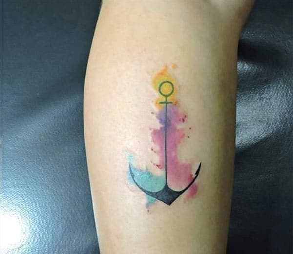 Elegant simple sketch line arrow watercolor tattoo for trendy girls on hand