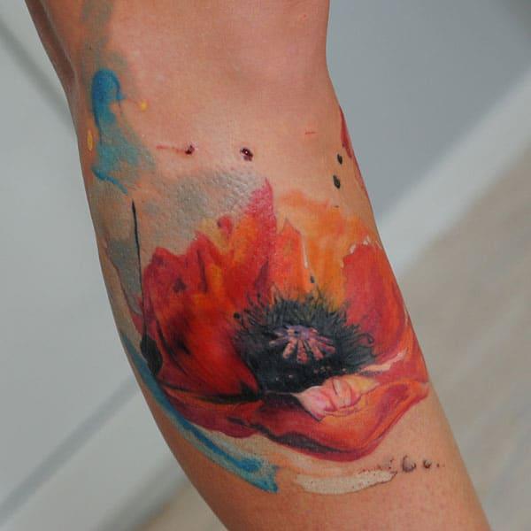 Classic flower watercolor tattoo ink ideas for men