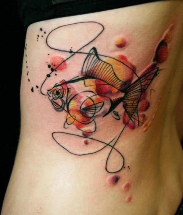Incredible watercolor tattoo ideas of fish on side for Ladies