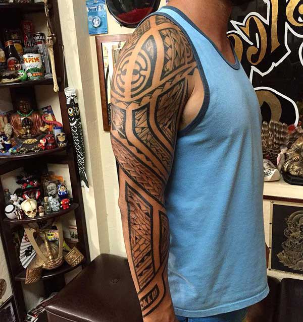 Impressive Full sleeve tribal tattoo designs for Masculine men