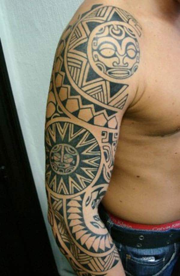 Catchy Tikki tribal tattoo ideas on Arm for Men