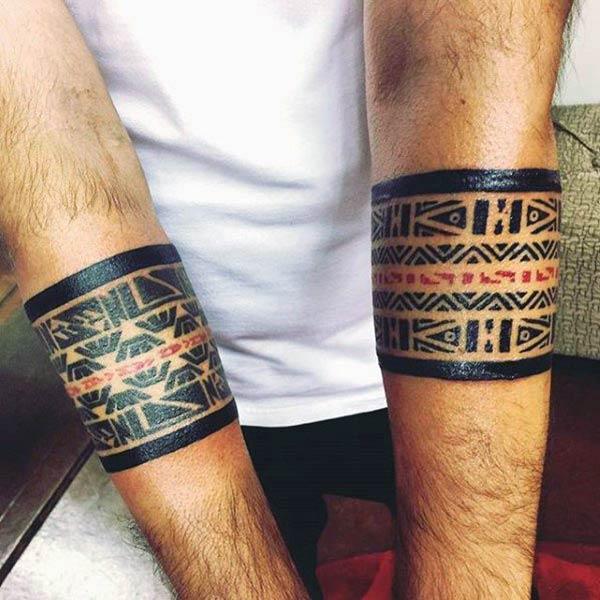 Aw-inspiring black red tribal armband tattoo designs for Men