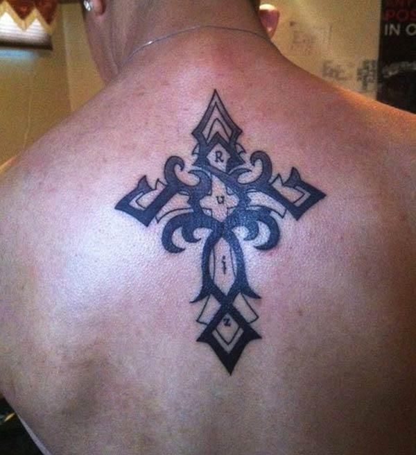 Enthralling tribal cross tattoo ideas on back for Boys