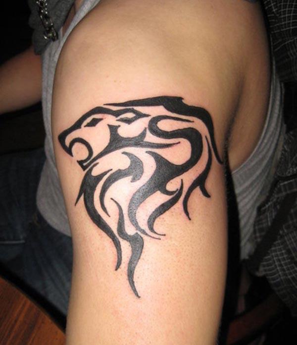 Tribal Lion formed from smoke tattoo ideas on arm for Boys