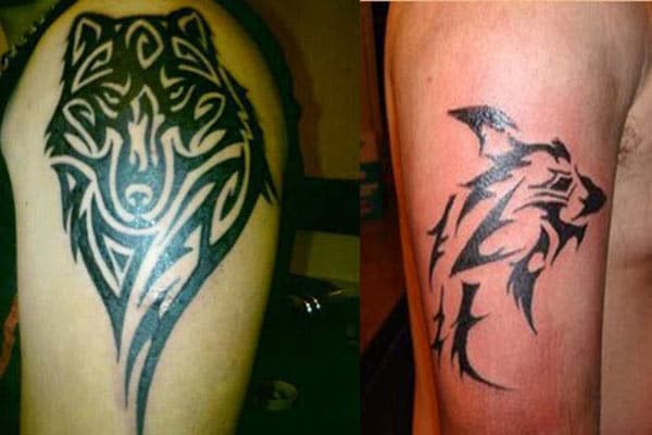 Cool Catchy Celtic tribal wolf head tattoo designs on arm for Guys