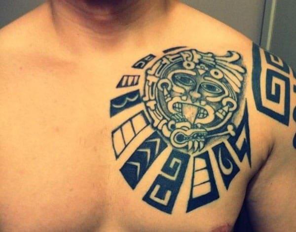 Awesome Aztec tribal chest tattoo designs for Boys