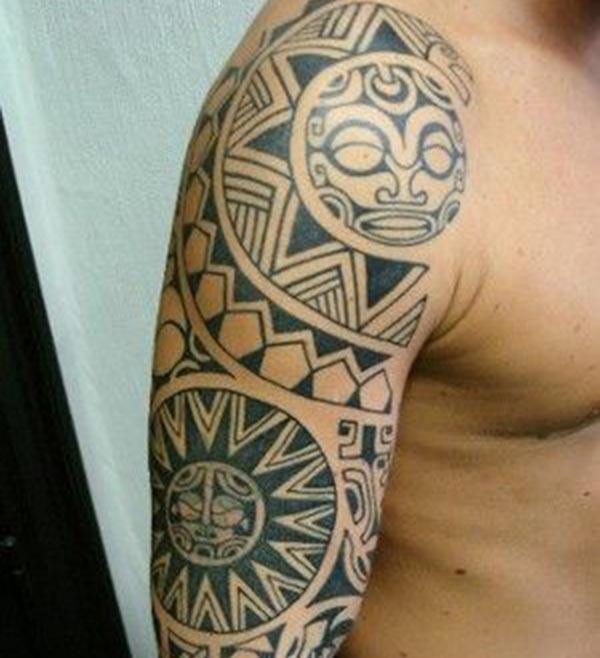 Splendid artwork of Aztec tribal tattoo design on arm for Men