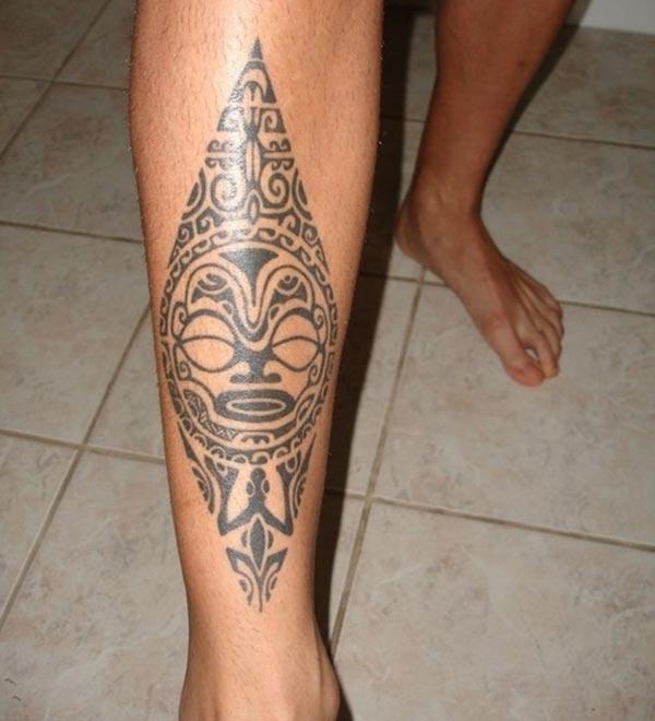 Amazing Aztec tribal tattoo ideas on Leg for Men