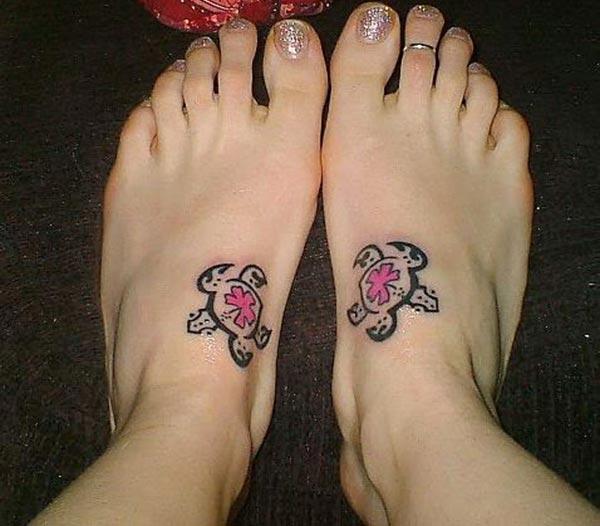 Pretty tiny Turtle tattoo design on foot for Women