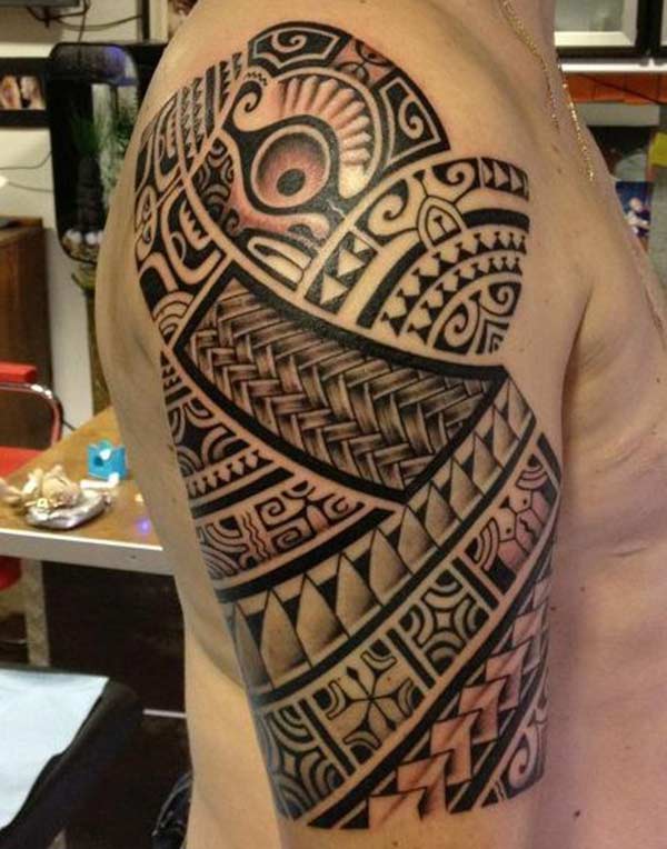 Amazing catchy Hawaiian tribal arm tattoo designs for Boys and men