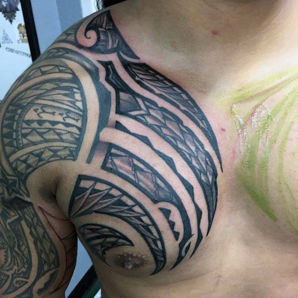 Enthralling intricate arm and shoulder Hawaiian tribal tattoo ideas for boys and men