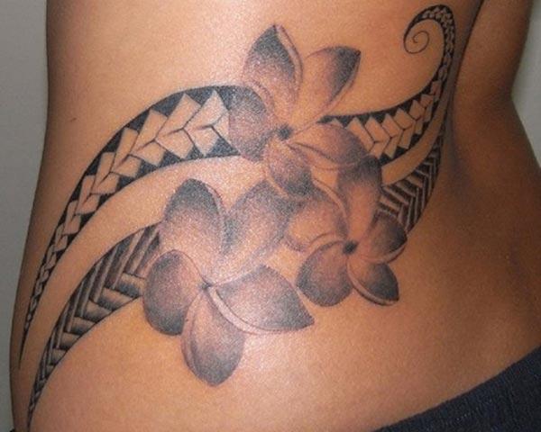 Prepossessing orchid Hawaiian Tribal tattoo designs on belly side for Ladies