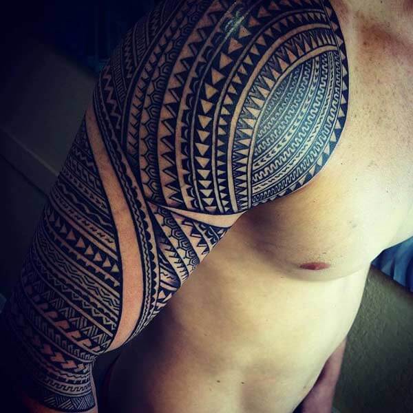 Stunning artistic Samoan Tribal full sleeve tattoo designs for Men