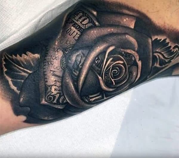 Astonishing 30 money on rose tattoo designs on arm for Men and boys