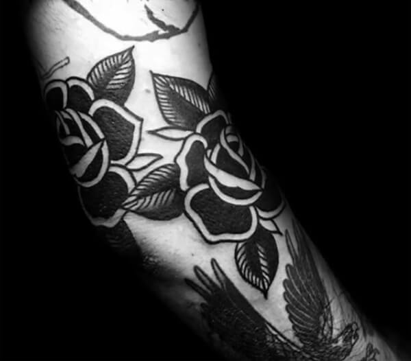 Beautiful intense black rose tattoo ideas on arm for Men
