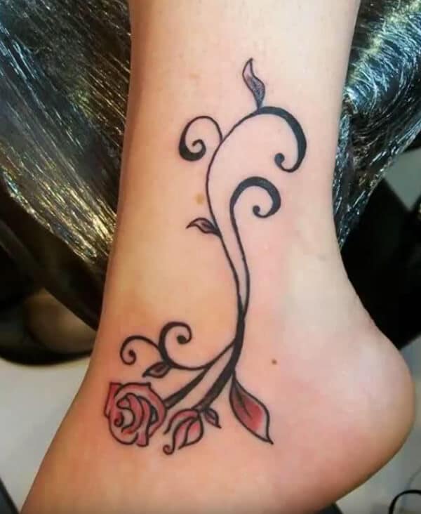 Simple rose tattoo ideas on ankle for Girls