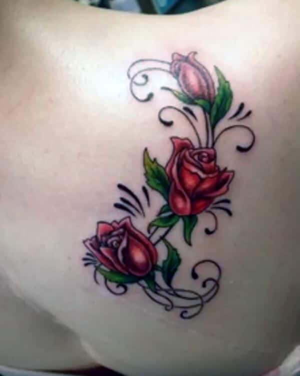 Graceful looking rose tattoo ideas on back for Girls and women