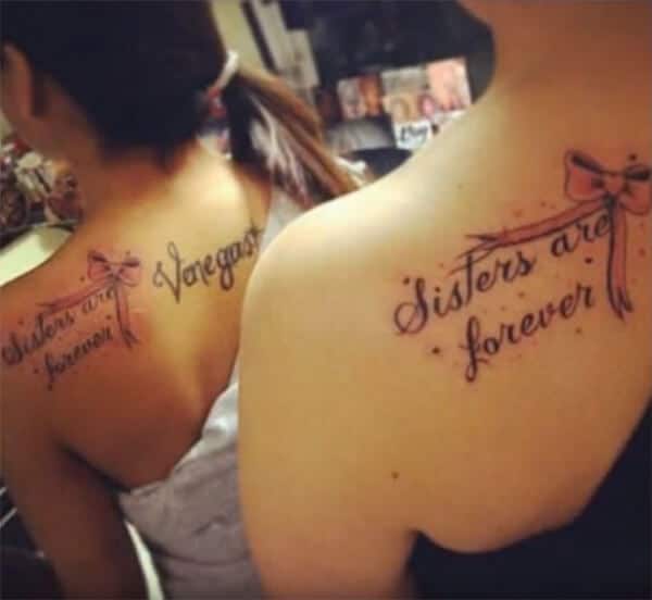 Lovely sister wording tattoo ideas on back shoulder for Women and girls