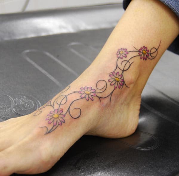 lovely floral vine ankle tattoo ideas for stylish girls
