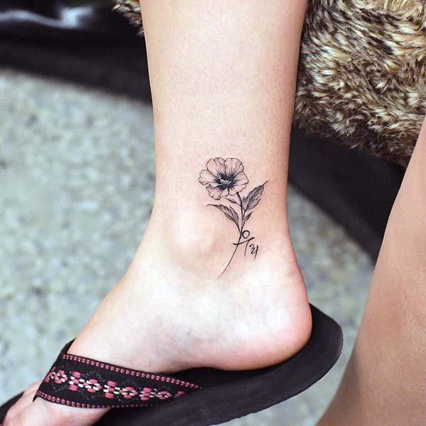 A nice-looking floral ankle tattoo ideas for Ladies