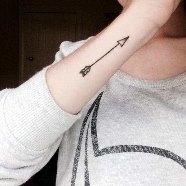 An appealing simple line arrow tattoo ideas on forearm for Girls